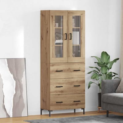 vidaXL - Highboard - 2 - st - Artisan - Eiken - 69,5 - x - 34 - x - 180 - cm - Bewerkt - hout