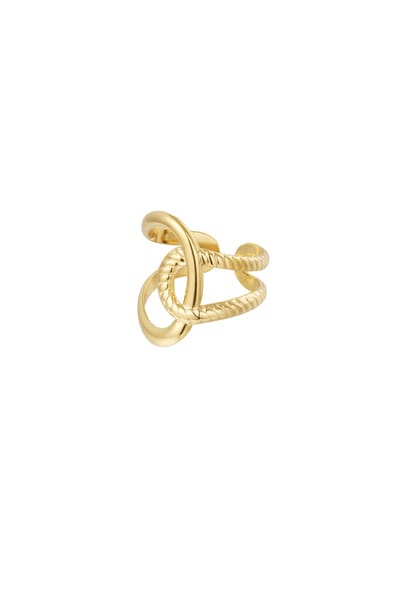 Sieraad & Zo van Mo | Ring Knoop Detail | Stainless Steel | Goud Kleurig | Onesize