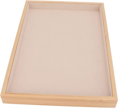 Elegante Flanellen Houten Sieraden Organizer met Compartimenten voor Oorbellen en Ringen