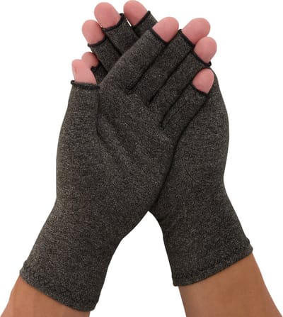 Medidu Artrose Handschoenen - Reuma Compressie Handschoenen - Open Vingertoppen - Unisex - Grijs - S