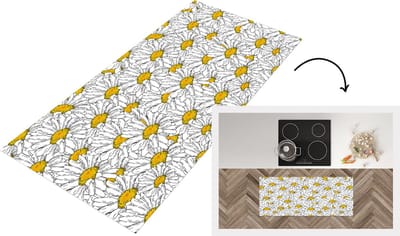 Keukenloper - Loper keuken - Bloemen - Wit - Lente - Patronen - 120x50 cm - Keukenloper vinyl