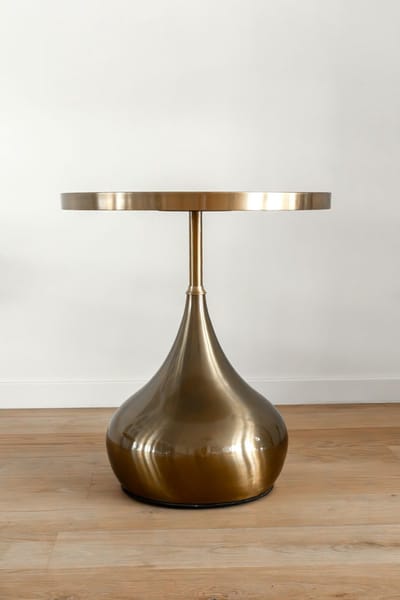 VLHOME design goud metalen onderstel Ceramische bovenkant 50Ø x 55H goud-wit