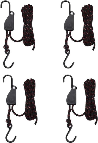 Kajak Tie Down Bandjes - Kano Zekeren - Vervoer Lading - Ratel Mechanisme - 4 Stuks - Zwart en Rood