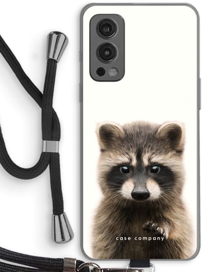 Case Company® - Hoesje met koord geschikt voor OnePlus Nord 2 5G hoesje met Koord - Rocco - Telefoonhoesje met Zwart Koord - Bescherming aan alle Kanten en Over de Schermrand