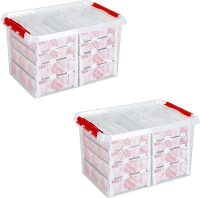 2x Kerstballen opruimen opbergboxen 62 liter - voor 116 kerstballen per box - Kerstversiering/kerstdecoratie kerstballen opruimen/opbergen