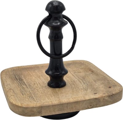 Deco4yourhome® - Etagère Miles - 1 Laags - Amberblokjes Schaal - Naturel - Zwart - Black