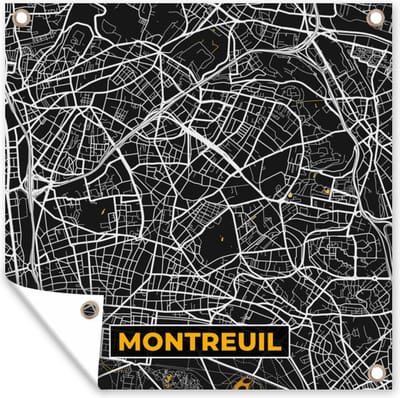 Tuin poster Kaart – Plattegrond – Frankrijk – Montreuil - Stadskaart - 200x200 cm - Tuindoek