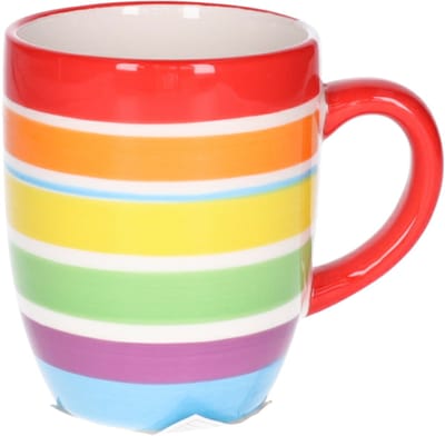 Secret de Gourmet Koffiemokken Curacao - 1x stuks - Keramiek - multi kleuren rood - 300 ml - 8 x 11 cm - Luxe uitstraling
