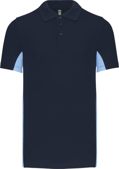 Heren 'Two-Tone' Polo Kariban Collectie maat S Donkerblauw/Hemelblauw