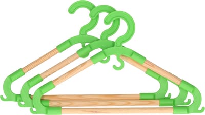 Storage Solutions kledinghangers voor kinderen - 3x - kunststof/hout - groen - Sterke kwaliteit