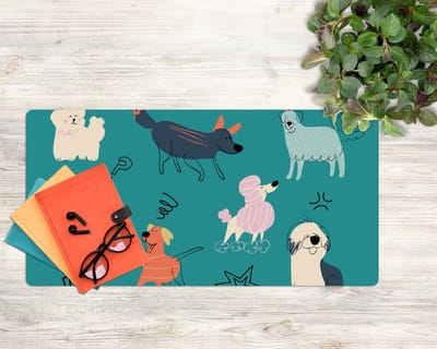 Coloray Bureau Onderlegger - Honden en puppy's Computer Mat - 90 cm x 45 cm - Veelkleurig Bureau Onderlegger - Bureau Pad - Bureau Mat - Bureaumat - Onderlegger Bureau