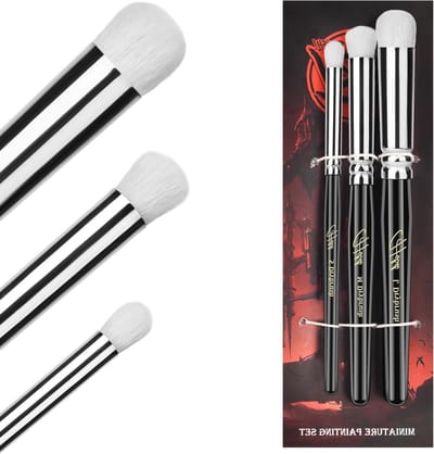 Drybrush Set voor Miniature Painting - 3 Groottes voor Hobby, Warhammer 40k en DND Miniaturen, Ideaal voor Citadel Modelverf