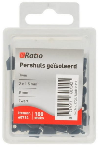 Ader Eindhuls Geïsoleerd Twin 1,5mm Zwart - 100 Stuks