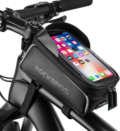 ROCKBROS Fietsframetas Waterdichte Stuurtas Bovenbuistas Touchscreen voor Iphone Xr Xs Max X 8 7 6 Plus/Samsung Galaxy S10+ Note 9/Huawei P30 Pro Smartphones tot 6.5 Inch