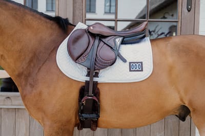 Kentucky Horsewear - Zadeldoek fishbone wedstrijd met 2 nummers jumping wit