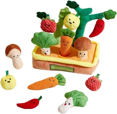 Multisensorisch educatief vormspeelgoed – Babyspeelgoed 6-12 maanden – Pluche speelgoed met groenten en fruit – Montessori-leerspeelgoed voor fijne motoriek – Cadeaus voor jongens en meisjes
