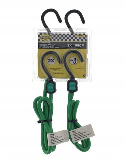 Benson Elastische bagagespin - 100 cm - Zwart - 2 stuks - sterke haken