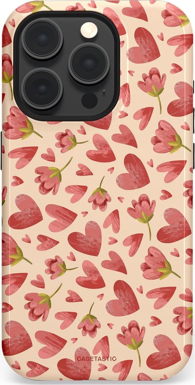 Casetastic Hoesje Geschikt voor Apple iPhone 15 Pro Magsafe - Stijlvolle Beschermende Duo-layer Case - Verbonden Hartjes