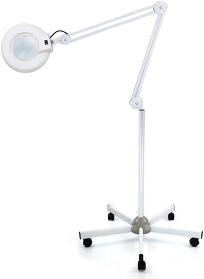 Loeplamp met Statief - Vergrotingslamp Salon - Gedetailleerd Werk - 5x Vergroting Glas - 5 Wielen - Groen