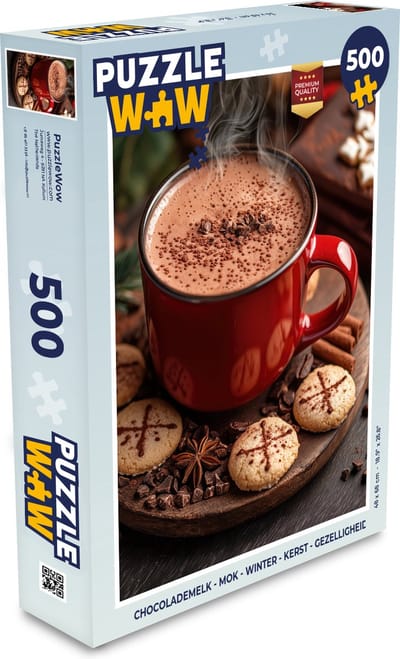 Puzzel Chocolademelk - Mok - Winter - Kerst - Gezelligheid - Legpuzzel - Puzzel 500 stukjes - Kerstpuzzel - Kerstpuzzels - Kerst - Cadeau - Kerstcadeau voor mannen, vrouwen en kinderen