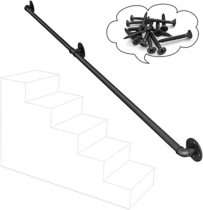 Trapleuning - Smeedijzeren Leuning - Veiligheid Thuis - Dubbele Bescherming - 30-300 cm - Zwart