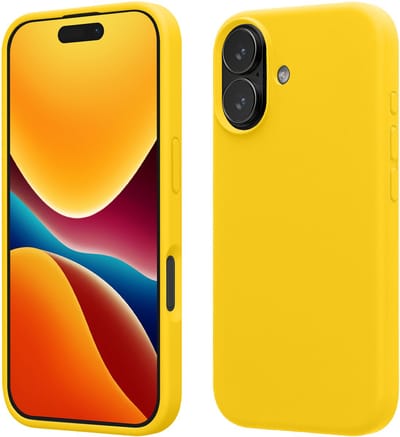 kwmobile telefoonhoesje geschikt voor Apple iPhone 17 - Hoesje met siliconen coating - Smartphone case in stralend geel