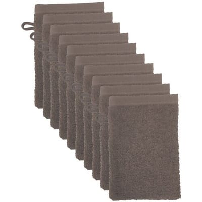 The One Towelling Washandjes - 15x21 cm - 10 stuks - Hotelkwaliteit - 500 g/m² - 100% Gekamd katoen - Taupe