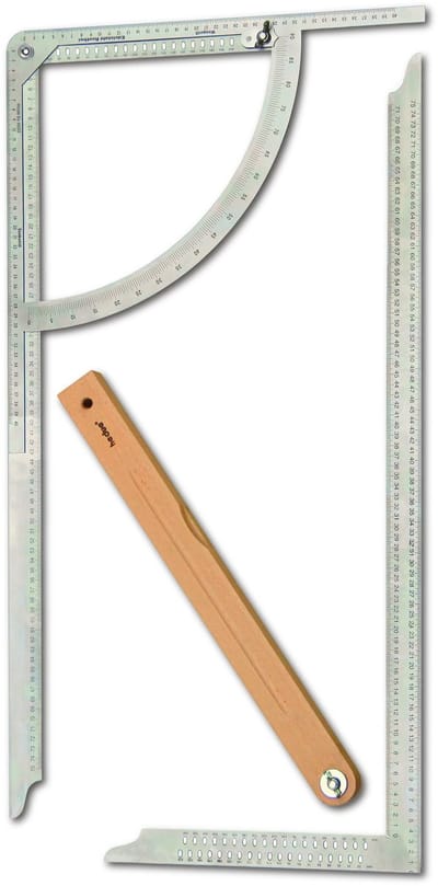 hedue® Alfa Set – met drie timmergereedschappen: Alfa Klassiek, houten zwaaihaak en winkelhaak voor timmerwerk