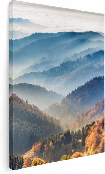 Artaza Canvas Schilderij Landschap - 30x40 cm - Klein - Wanddecoratie Bergen - Muurdecoratie Bos - Kamer Accessoires Herfst