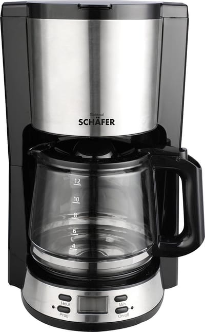 Schäfer Coffe Maker - 1,5 liter koffiezetapparaat met timer - Koffiezetapparaat met Roestvrijstalen Applicaties