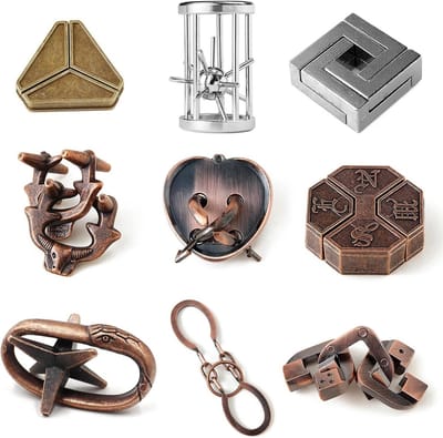 9 Delige Metalen Puzzelset - Hersenbreker Spelletjes voor Kinderen en Volwassenen
