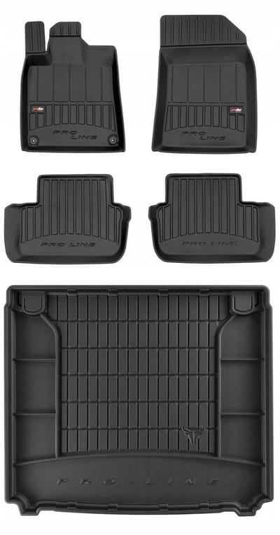 FROGUM PROLINE 3D Set - Rubberen Automatten + Kofferbakmat - Geschikt voor PEUGEOT 407 Sedan (2004-2011) - Zwart