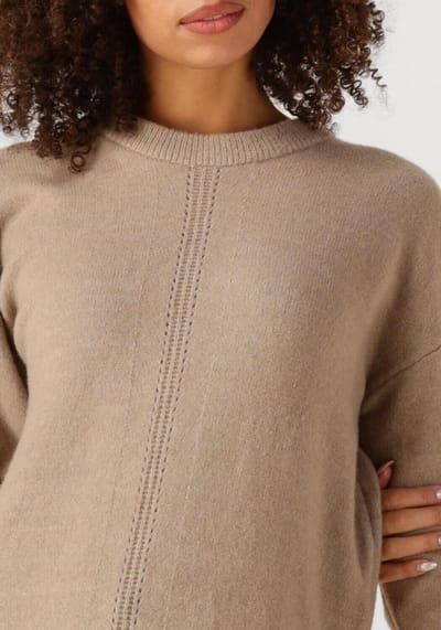 Object Objjuno L/s Re O-neck Knit Dress Dames - Jurk - Beige - Maat XL