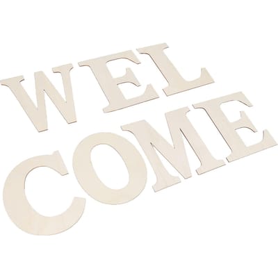7 pièces Panneau de bienvenue Contreplaqué 2 mm d'épaisseur Non peint Bienvenue Lettres décoratives pour fête de mariage white