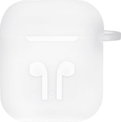 Case cover - Apple Airpods - wit siliconen - met musketon haakje