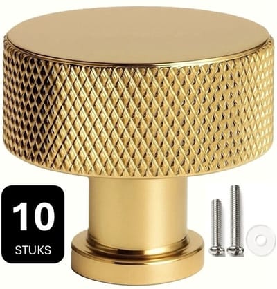 10 X MSQDESIGN - LUXE Kastknoppen Goud (Glanzend)(Metaal) - Hoge Kwaliteit Kastknoppen Goud - Deurknopjes Goud voor kast - Deurknop Goud - Deurknopjes Goud - Handgreep - Meubelknop Goud - Meubelknoppen Goud - Deurknoppen Goud - Ladeknoppen