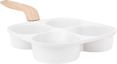Eierkoekenpan met 4 Gaten - Ontbijtkoekepan Pannenkoekenpan - Ontbijt Maken - Antiaanbaklaag Gelijkmatige Verwarming - 4 Kopjes - Zwart