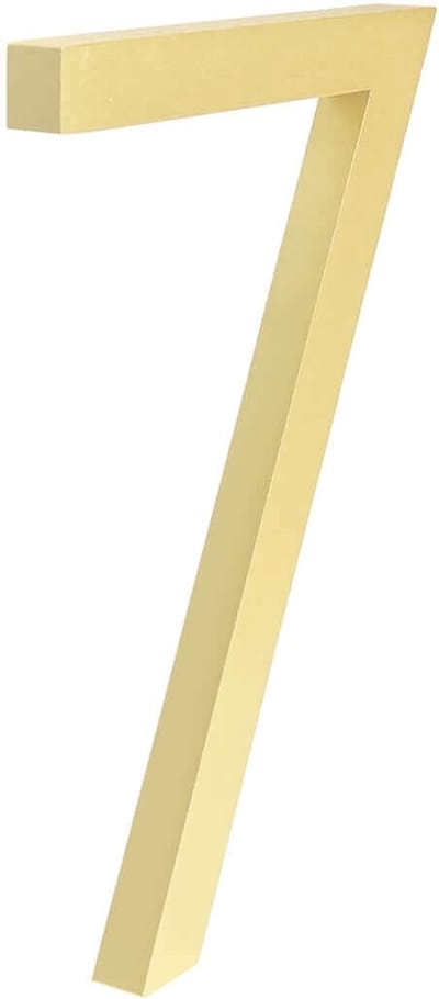 Gouden huisnummer 7 - 10 cm hoog - Aluminium - Goud Modern Huisnummer - Goud Huisnummer - Huisnummer Gold - Gratis verzending - 100mm hoog