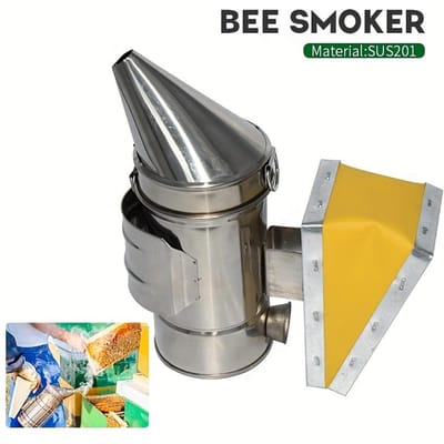 1 pièce Fumeur d'abeilles, Équipement d'apiculture en acier inoxydable, Fumeur de ruche, Fumeur en acier inoxydable pour apiculteurs white