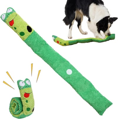 Hondenspeeltje Snail - Kauw Speelgoed - Interactief Spelen - Met Piepfunctie - 70x10x7.5 cm - Groen