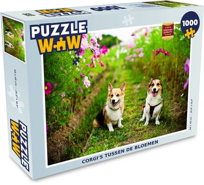 Puzzel Corgi's tussen de bloemen - Legpuzzel - Puzzel 1000 stukjes volwassenen