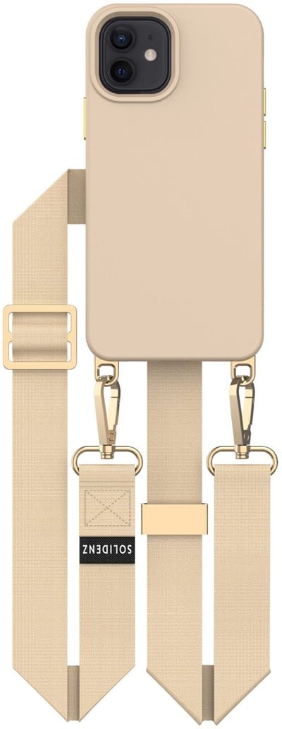 Geschikt voor iPhone 12 / 12 Pro Hoesje Met Koord - Afneembare Koord - Case Cover - Afneembaar Koord Hoesje - Telefoon Ketting Verstelbaar - Lanyard - Geschikt voor MagSafe Case - Solidenz Collection - Caramel