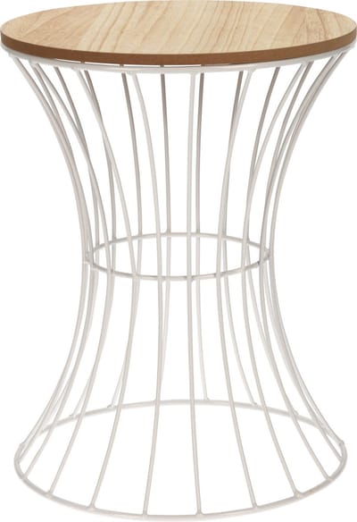 Excellent Houseware Bijzettafel rond - Zandloper Figuur - 30 x 40 cm - Metaal/Hout