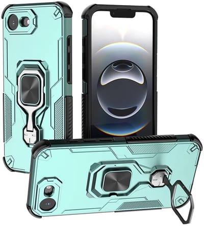 MobyDefend Hoesje - Geschikt voor iPhone 16e / iPhone 17e - Dubbelgelaagde Pantsercase Met Standaard - Turquoise