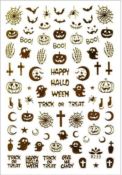 GNB-LAB R233 - Nagelstickers - Halloween - Goud - Zelfklevend