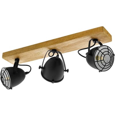 EGLO Gatebeck - wand|plafondlamp - 3-lichts - E14 - hout|zwart