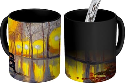 Magische Mok - Foto op Warmte Mokken - Koffiemok - Schilderij - Bank - Water - Licht - Olieverf - Magic Mok - Beker - 350 ML - Theemok
