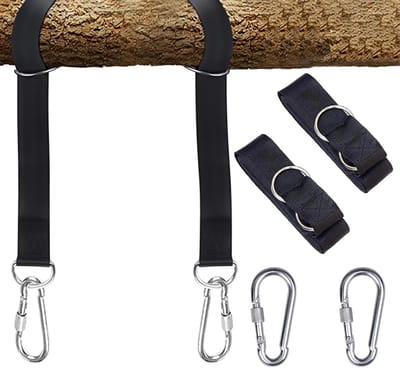 Dailygoods- Bevestiging Hangmat - 2 x 30 cm Nylon Riemen - D-Ringen - Karabijnhaken - Schommel Bevestigingsset - Waterdicht en Scheurvast - Hangmatbevestiging