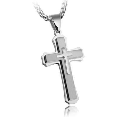 L Hiphop Zwart Kruis Hanger Rvs Ketting Goud Kleur Halsketting Homme mode-sieraden 072 KO8