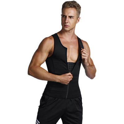 Heren Sauna Vest Ademend Verstelbaar Rits Sluiting Gewichtsverlies Taille Training Tanktop voor Dagelijks M(for 4-6.5kg) zwart